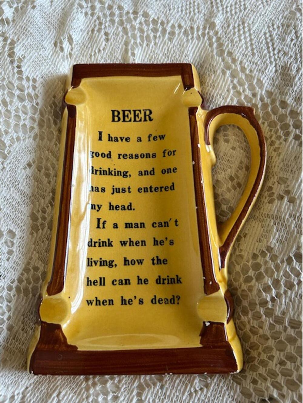 Vintage Ceramic Beer Mug Shaped Ashtray